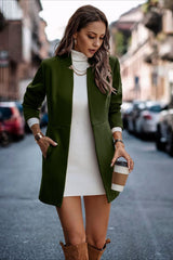Brushed Wool Solid Long Sleeve Coat coats