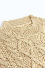 Long Sleeve Cable Knit Backless Sweater Dress