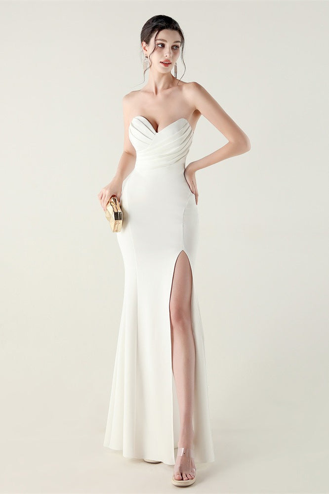 Strapless Sweetheart Pleated Party Dress