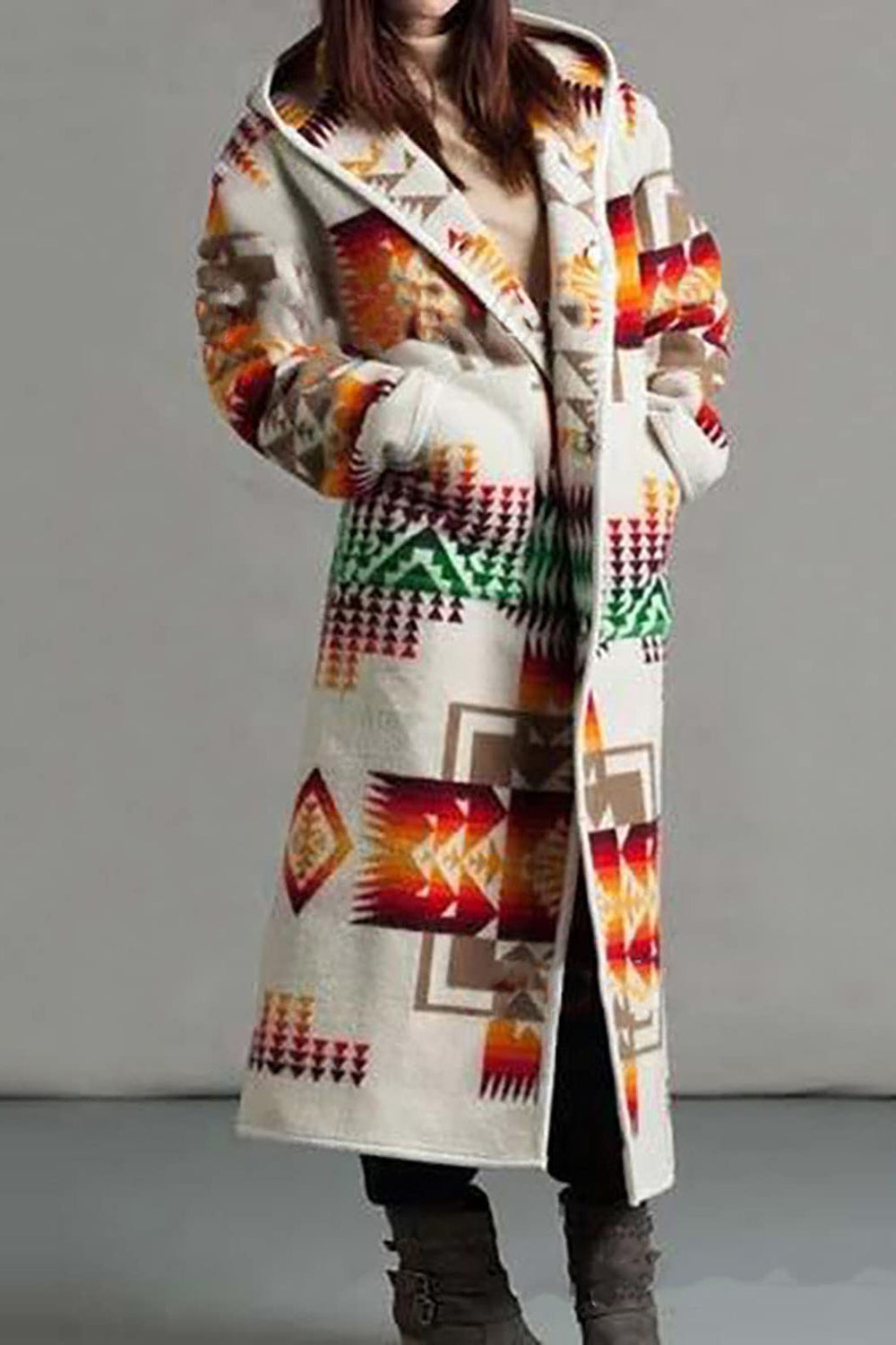 Pocket Printed Longline Coat White / S coats