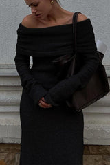 Off Shoulder Knit Sweater Dress