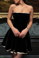 Velvet Bustier A-line Cocktail Dress