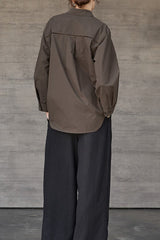 Long Sleeve Cotton Lapel Collar Blouse