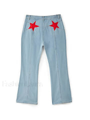 Back Star Patchwork Flare Jeans Flare Jeans