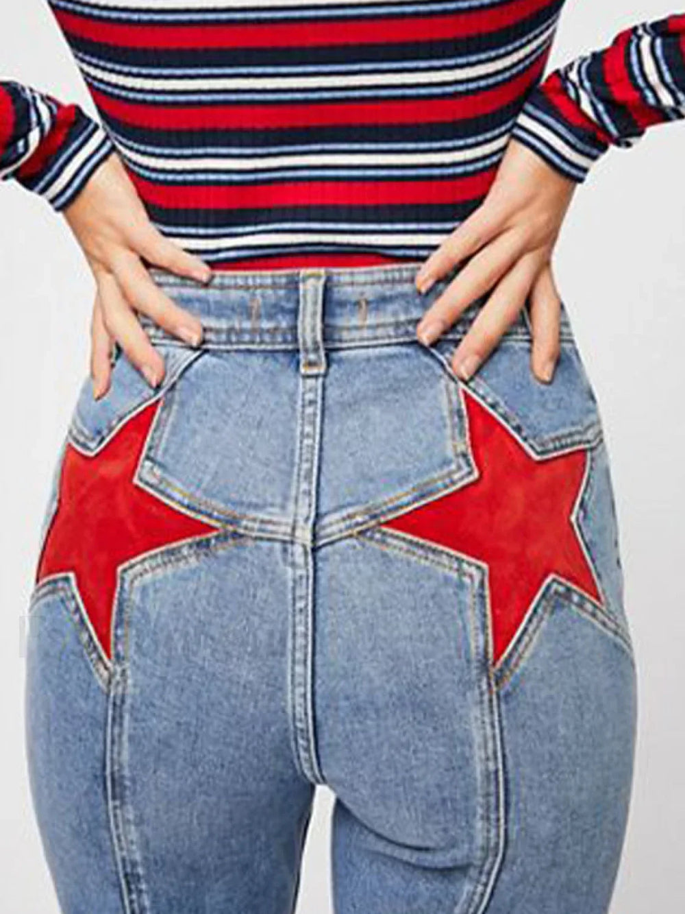 Back Star Patchwork Flare Jeans Flare Jeans