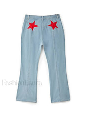 Back Star Patchwork Flare Jeans Flare Jeans
