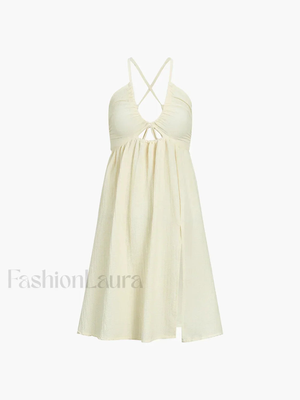 Backless Criss Cross Trendy Split Midi Dress Dresses