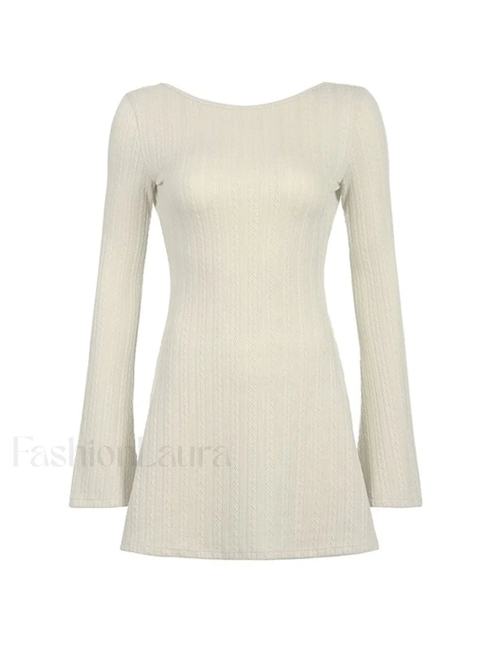 Backless Knitted Long Sleeve Mini Dress Mini Dresses