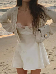 Backless Lace Paneled Slip Mini Dress Mini Dresses