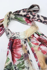 Backless Neck Print Spice Girl Hollow Floral Dress