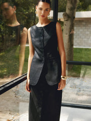 Basic Linen Graceful Blends Solid Vest Black / XS Vests