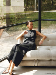 Basic Linen Graceful Blends Solid Vest Vests