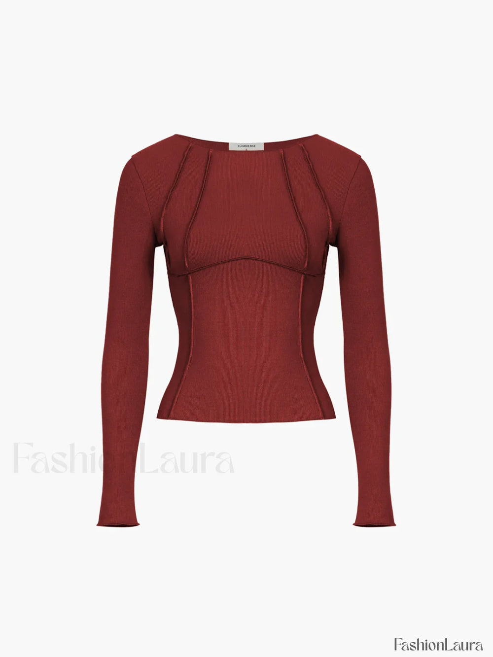 Basic Piping Graceful Long Sleeve Top Red / XS T Shirts