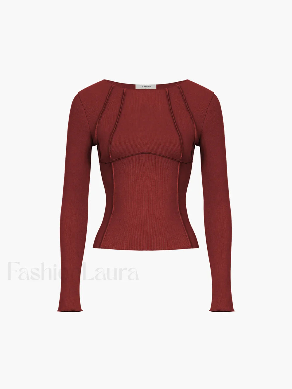 Basic Piping Graceful Long Sleeve Top Red / XS T Shirts
