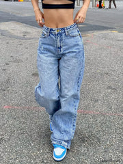 Basic Wash Straight Leg Boyfriend Jeans Blue / S Boyfriend Jeans
