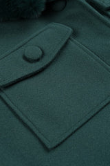 Green Detachable Fur Collar Wool Jacket