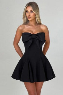 Elegant Bow Backless Cocktail Dress