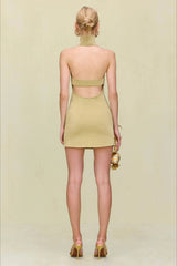 Halter Turtleneck Knit Sweater Dress