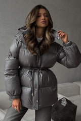 Adjustable Drawstring Hooded Puffer Jacket