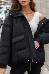 Cropped Insulated Cargo Puffer Jacket