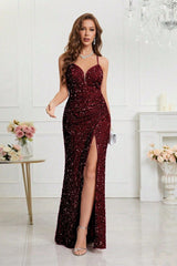 Sequin V Neck Bodycon Formal Dress