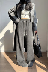 Plush Wool Draped Wide Leg Knit Pants