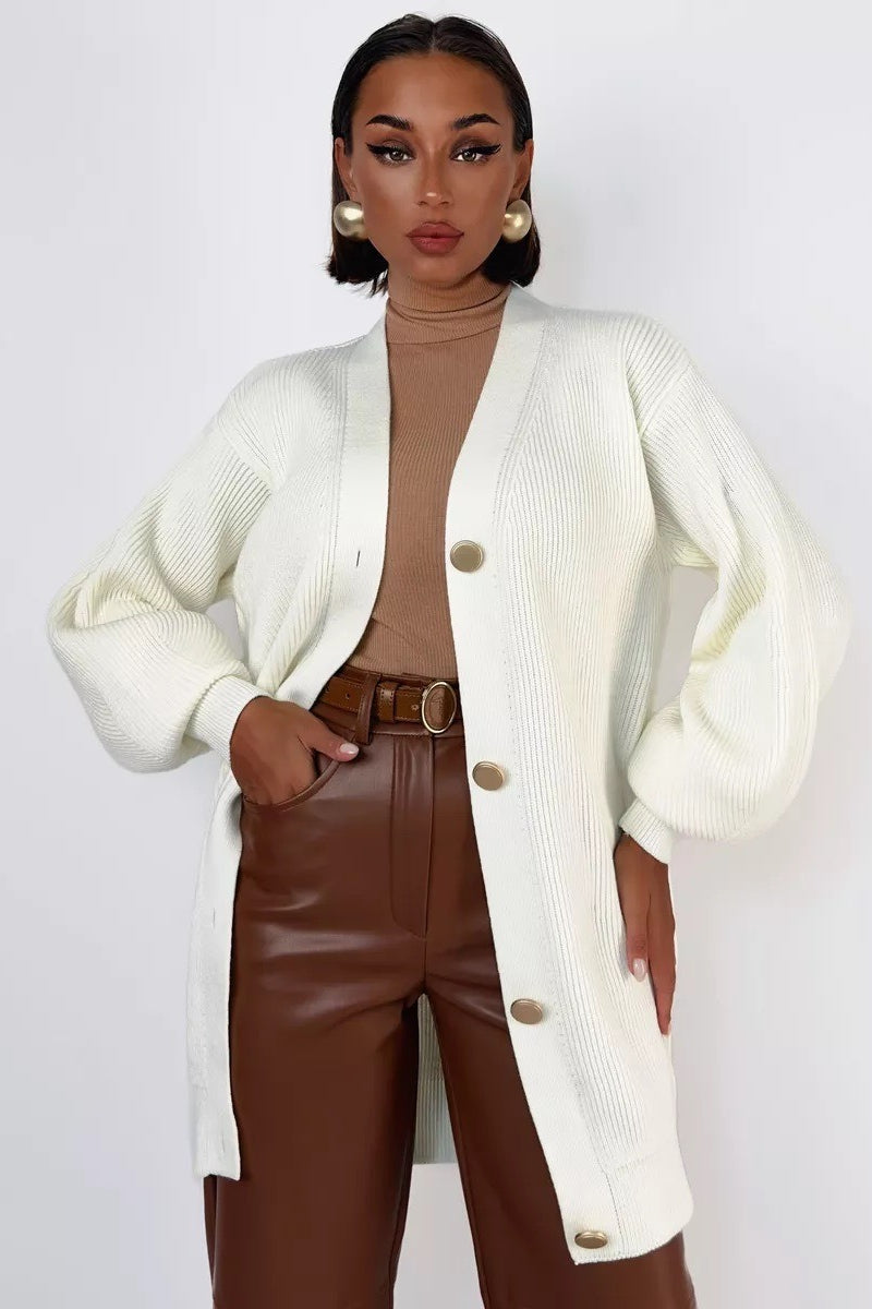 Solid Color Relaxed Knit Cardigan