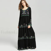 Black Tassel Vintage Boho Dress
