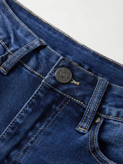 Blue Wash Distressed Stretch Flare Jeans Flare Jeans