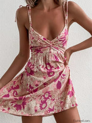 Boho Ruffle Backless Floral Dress