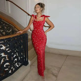 Bow Slim Sling Maxi Dress