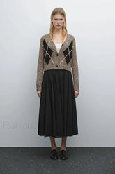 Brown Diamond Knit Cardigan