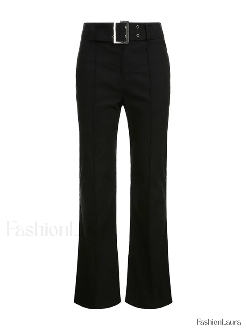 Buckle Belted Flare Leg Pants Flare Leg Pants