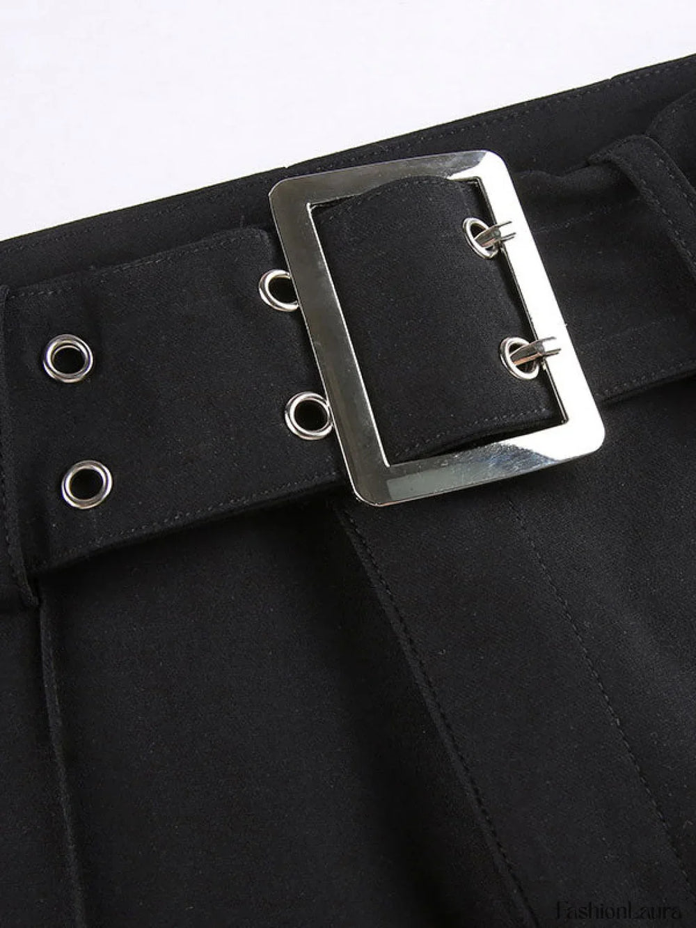 Buckle Belted Flare Leg Pants Flare Leg Pants