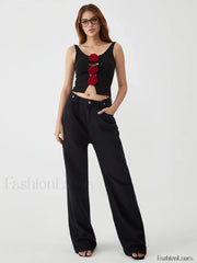 Bulgarian Rose Graceful Cut Out Cami Tank Tops & Camis