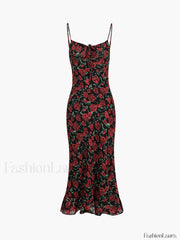 Bulgarian Roses Floral Trendy Cami Long Dress Dresses