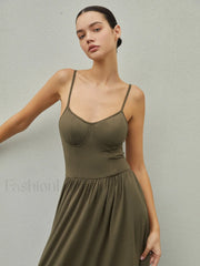 Bustier Corset Open Trendy Back Long Tank Dress Knit Dresses