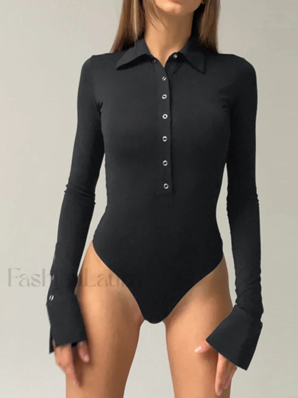Button Down Collared Bodysuit Bodysuits