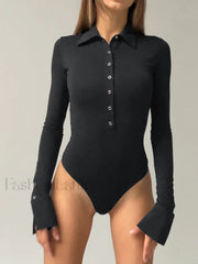 Button Down Collared Bodysuit Bodysuits