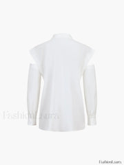 Button Down Cutout Trendy Long Sleeve Shirt Shirts