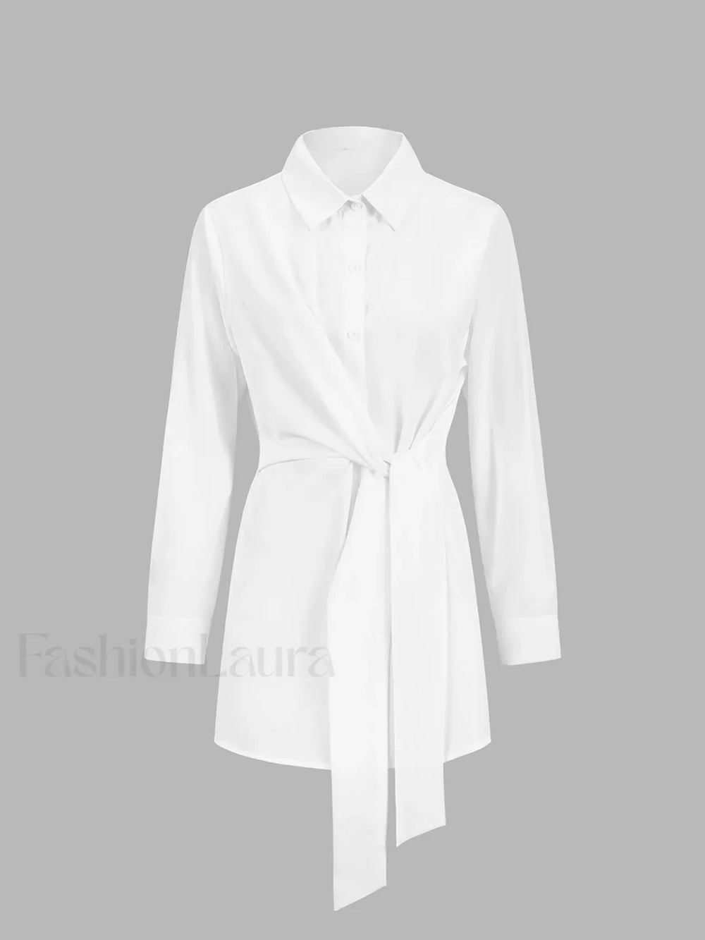 Button Down Graceful Tied Long Shirt Shirts