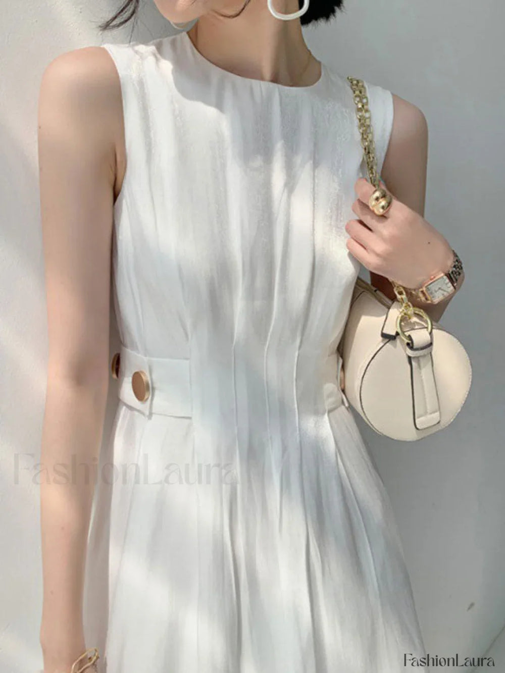 Button Embellished Satin Midi Dress Midi Dresses