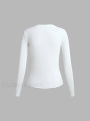 Button Up Graceful Collared Cardigan Sweaters L