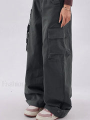 Buttoned High Waisted Cargo Pants Cargo Pants