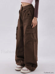 Buttoned High Waisted Cargo Pants Cargo Pants
