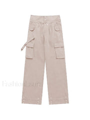 Buttoned High Waisted Cargo Pants Cargo Pants