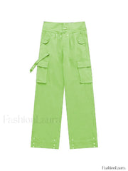 Buttoned High Waisted Cargo Pants Cargo Pants