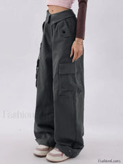 Buttoned High Waisted Cargo Pants Cargo Pants