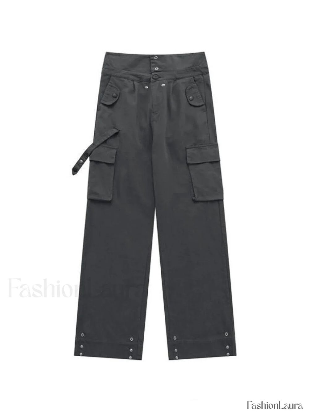 Buttoned High Waisted Cargo Pants Cargo Pants