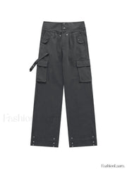 Buttoned High Waisted Cargo Pants Cargo Pants